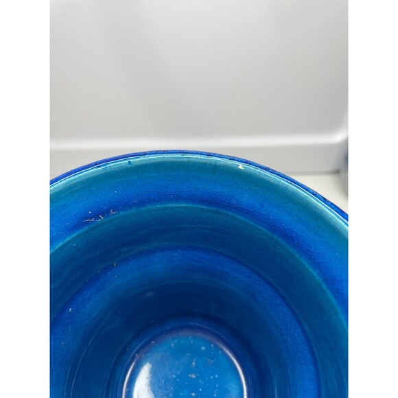 Vtg Bitossi Rimini Blue Planter Cachepot Paisley Rosenthal Netter Aldo Londi - Picture 8 of 10